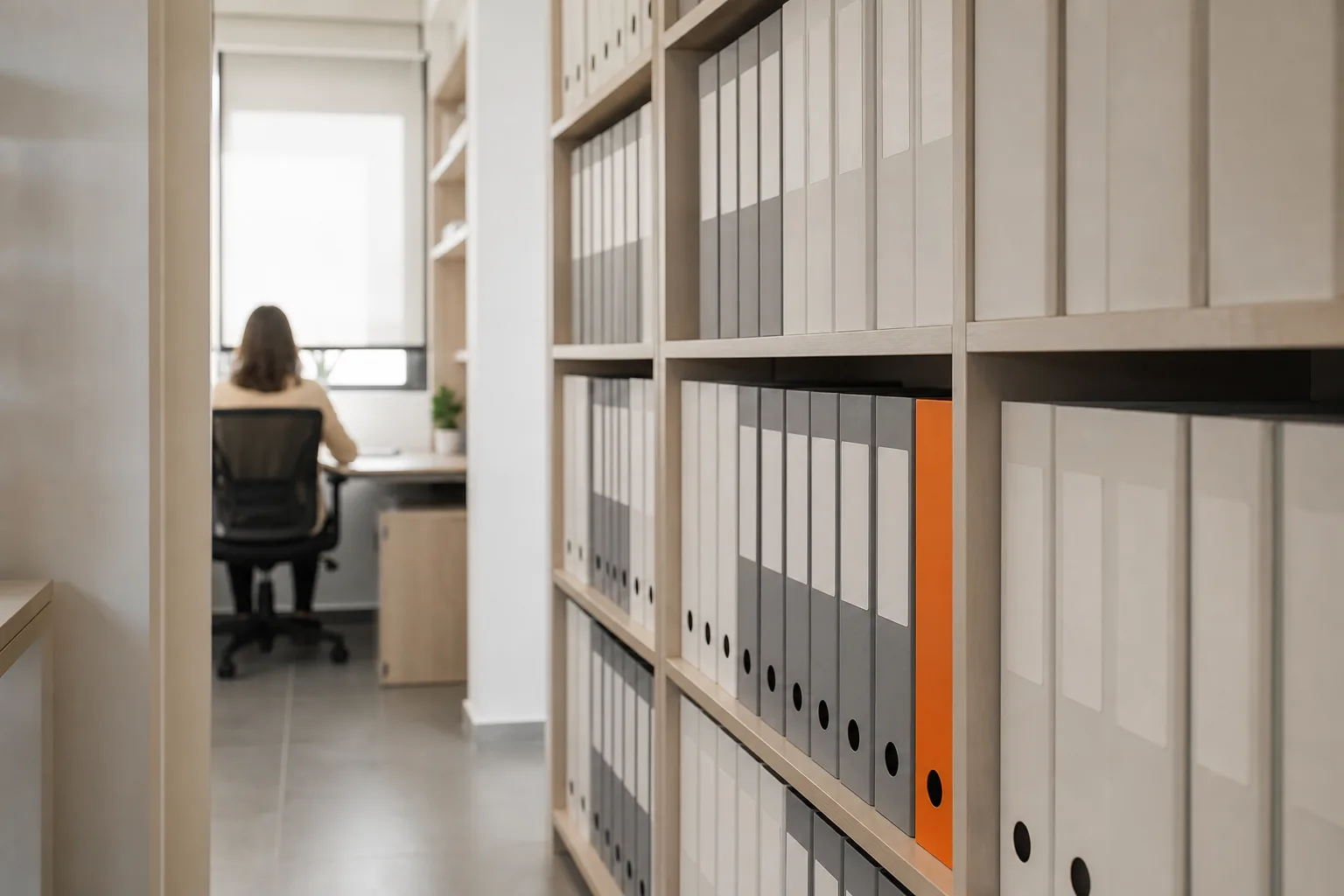 Estantería de archivadores en un despacho